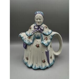 England Little Old Lady Antique Ceramic Tea Pot 1930 Vintage Cottage Granny Core